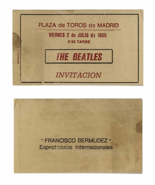 Beatles Concert Ticket From 1965